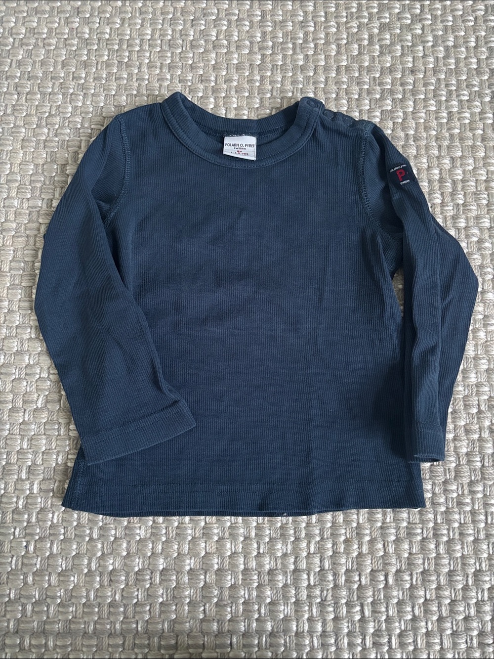 Polarn O. Pyret Dark Blue Long-Sleeve Ribbed Tee